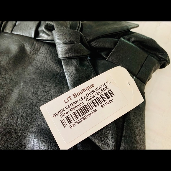 GWEN VEGAN LEATHER WAIST-TIE SHORTS (NWT) - Picture 5 of 5